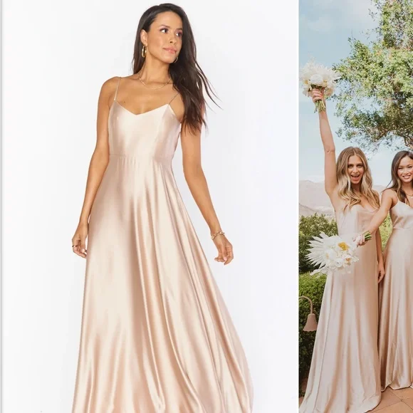 Brand new, never worn Show Me You MuMu Faith Maxi champagne bridesmaids  dress.